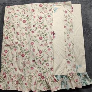 4 Vintage pillow cases pink roses ruffle garden shabby chic floral cottage fairy